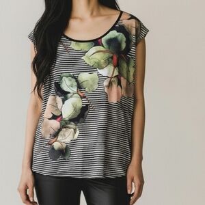 Floral Striped Sleeveless Top